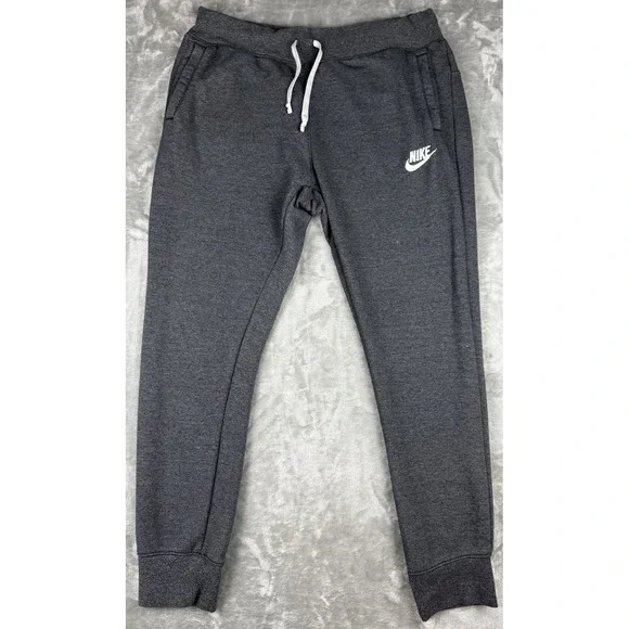 Nike Fleece Jogger Sweatpants Mens XL Gray Tapered Logo Athletic Pants