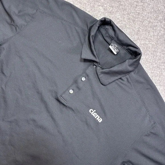 Vintage Nike Golf Polo Shirt Mens Large Black Ciena Logo Embroidered Fit Dry 90s
