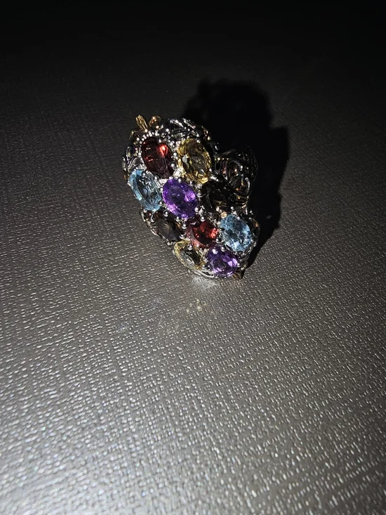 Multi-Gemstone Statement Ring in Mixed Colors Size 7