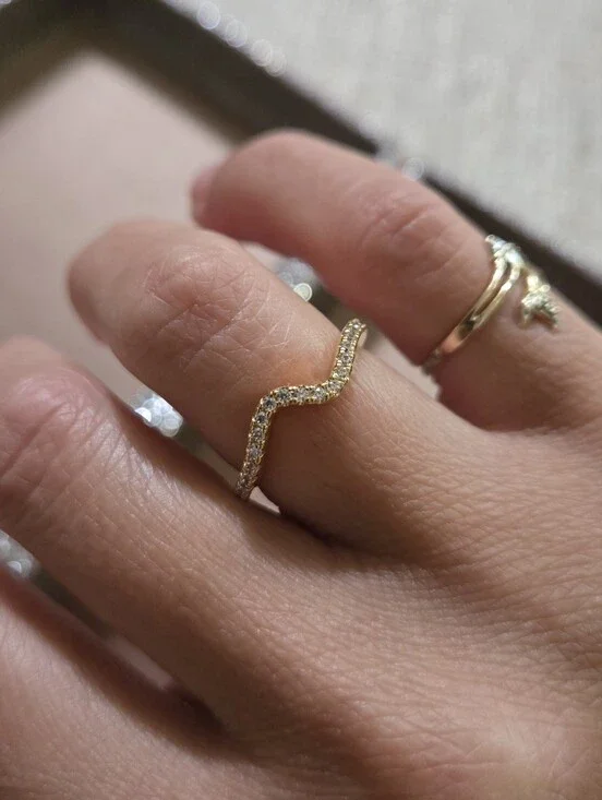 Pandora Sparkling Wave Gold Plated Ring