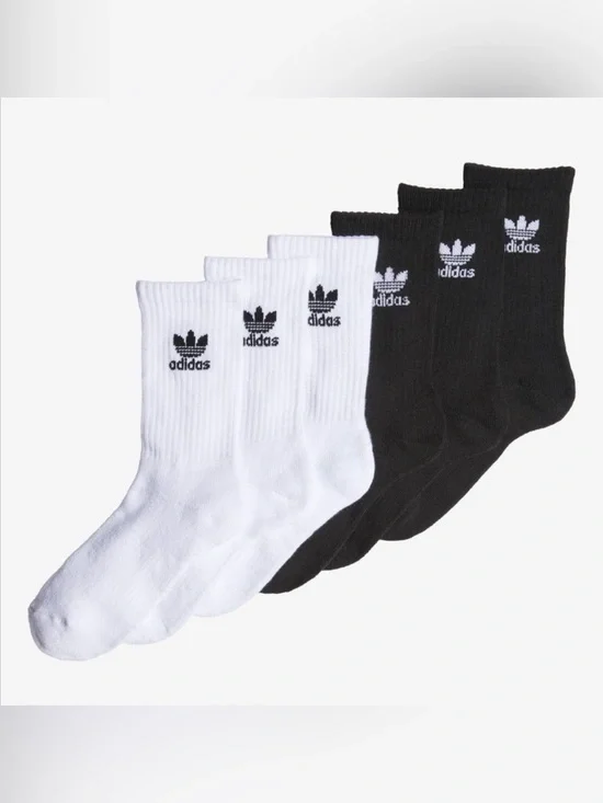 Adidas Originals White Black Trefoil logo Cushioned Tall Crew Socks multi size