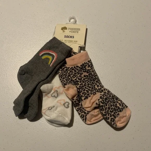 Tucker + Tate Nordstrom 3 Pack Socks Rainbow Girls Shoe Size‎ 4.5-8.5 NWT 5179