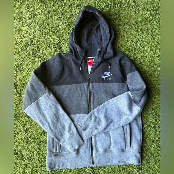 Vintage Nike full zip hoodie in black, charcoal & gray, men's XL Y2K Streetwear