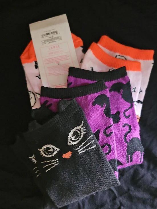 Girl's Socks The Children's Place Crew 3 Pack Size Large Shoe Size 3-6 New Black
