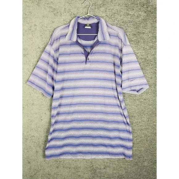 Nike Tiger Woods Dri Fit UV Polo Shirt Mens‎ M Striped Short Sleeve