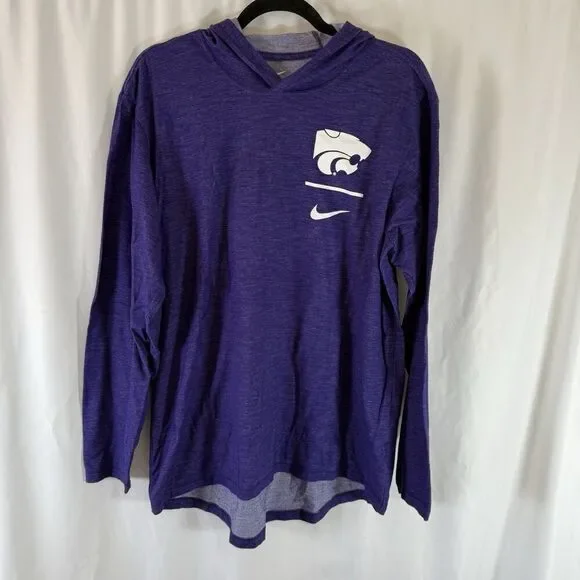 K-State Wildcats Nike Hoodie Men's Large Purple Heathered Hooded Lightweight