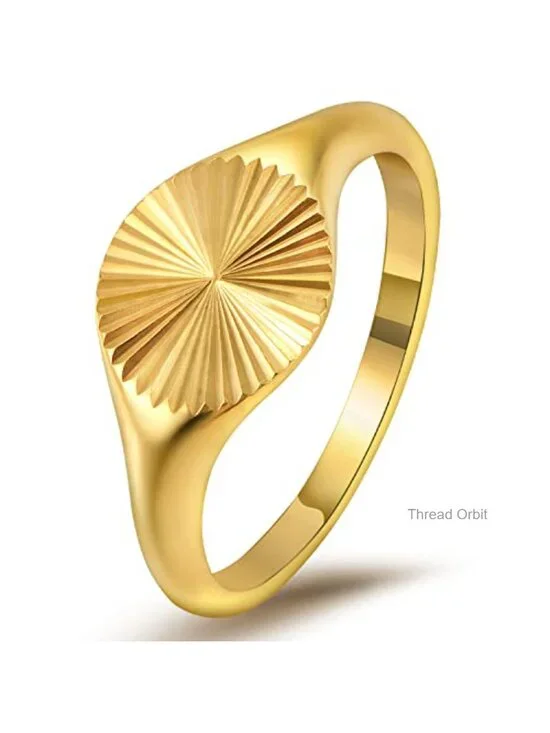 18K Gold Plated Stainless Steel Stackable Signet Ring