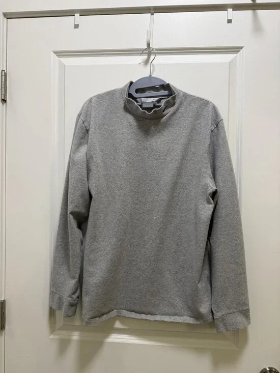 Nike Gray Long Sleeve Mock Neck Pullover Activewear Top Sz L