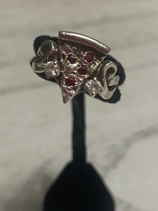 Silver Pizza Slice Ring- size 7