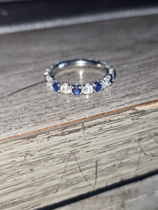 Blue Sapphire and White Stone Eternity Band - Women Jewelry