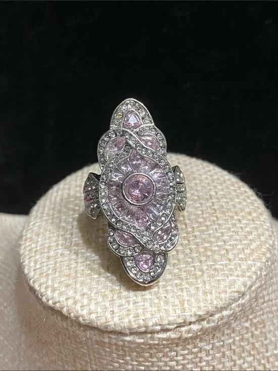 Sterling Silver Pink Crystal Ring