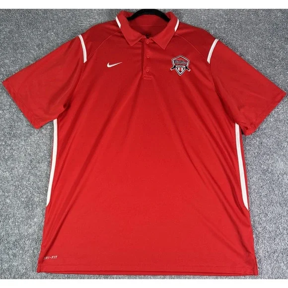 Ole Miss Rebels Soccer Shirt Mens XL Red NCAA Golf Nike Dri Fit Polo Collared