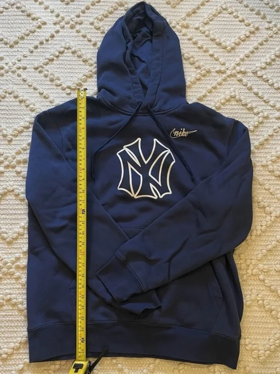 NY Yankees MLB Cooperstown Collection Hoodie Size L Navy Blue Pullover