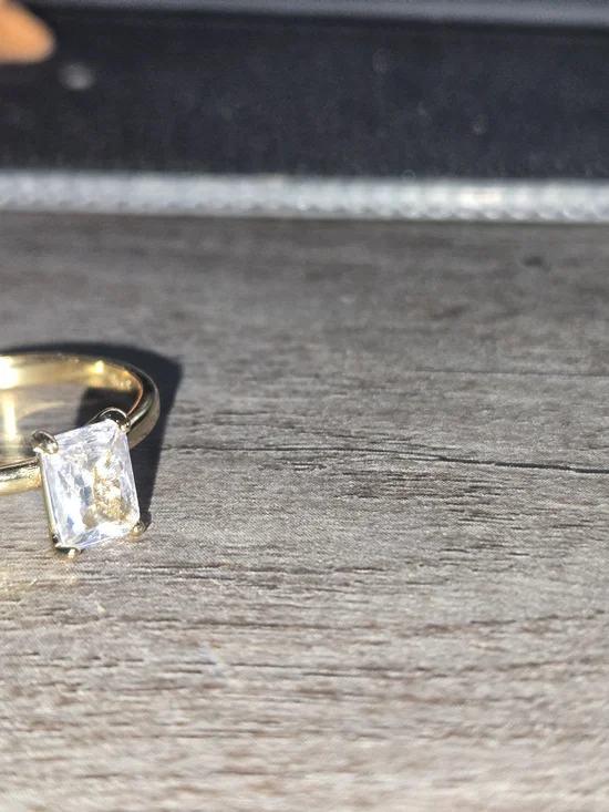 Classic Gold Emerald-Cut Solitaire Ring - Timeless Women's Jewelry