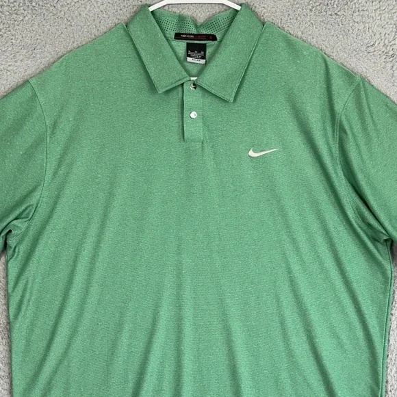 Nike Tiger Woods Collection Polo Shirt Mens XL Green Dri-Fit Golf Snap Button