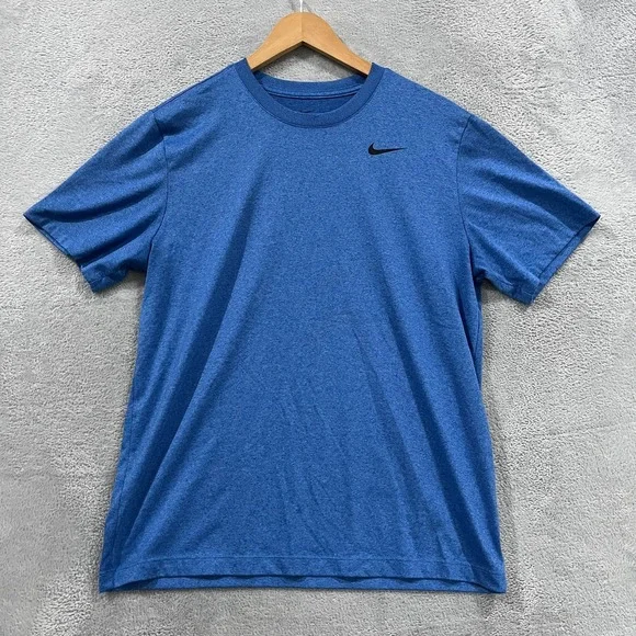 Nike Dri Fit Legend Fitness T Shirt Men Medium Heather Blue Crew Neck Athleisure