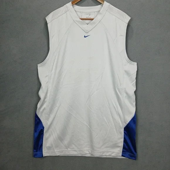 Nike Hoop Tech Dri Fit Basketball Jersey Mens XL Light Gray Swoosh Logo V‎ Neck