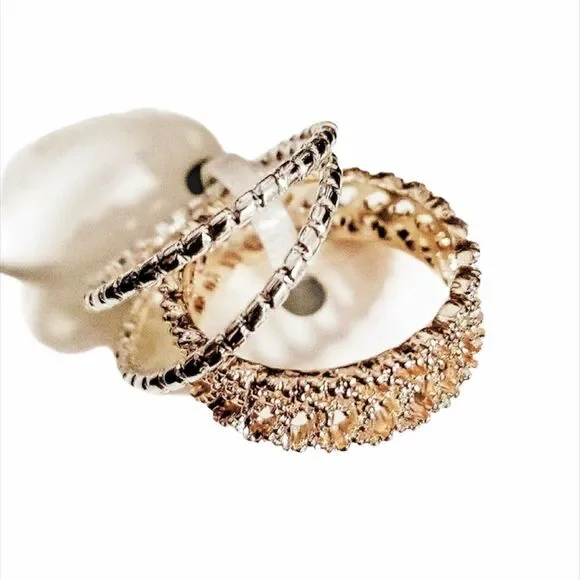 Silver and Rose Gold Ring Set