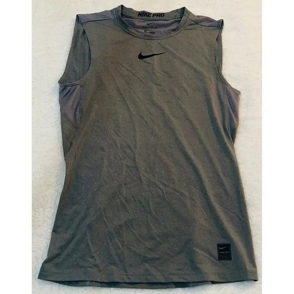 Nike Pro Dri-FIT Mens Sleeveless Training Top Gray Heather Mesh Small