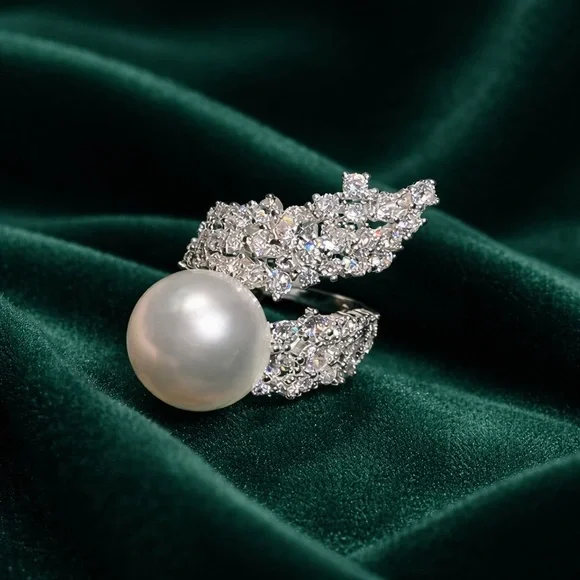 Pearl Crystal Silver Ring
