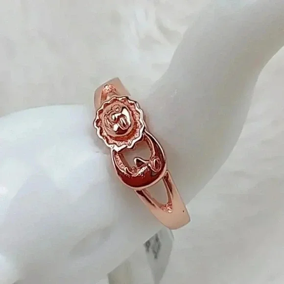 925 Sterling Silver Celestial Sun and Moon Rose Gold Tone Dainty Ring
