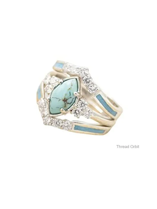 3 PCS Natural Turquoise Diamond Ring Set - Bohemian Stackable Knuckle Rings