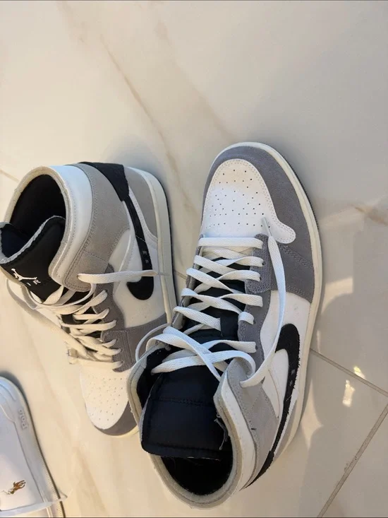 Nike High-Top Sneakers in White, Gray & Black