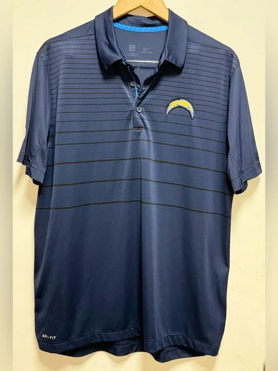 Nike Navy and Yellow Los Angeles Chargers Striped Polo