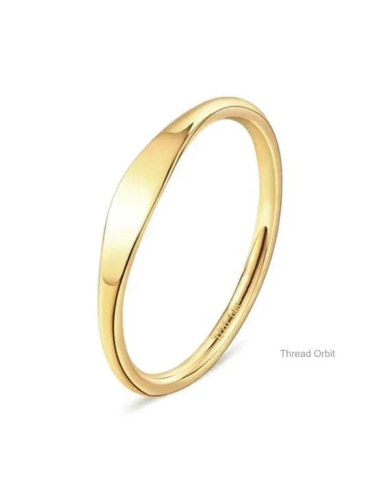 Slim Stackable Signet Rings 14K Gold Filled Dainty Pinky Ring for Women