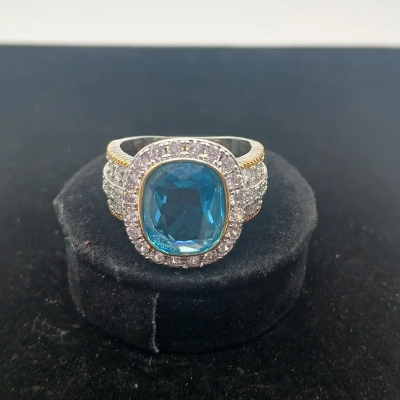Luxurious Two-Tone 925 Silver Plated Chunky Band Ring - Elegant Court Style​​​