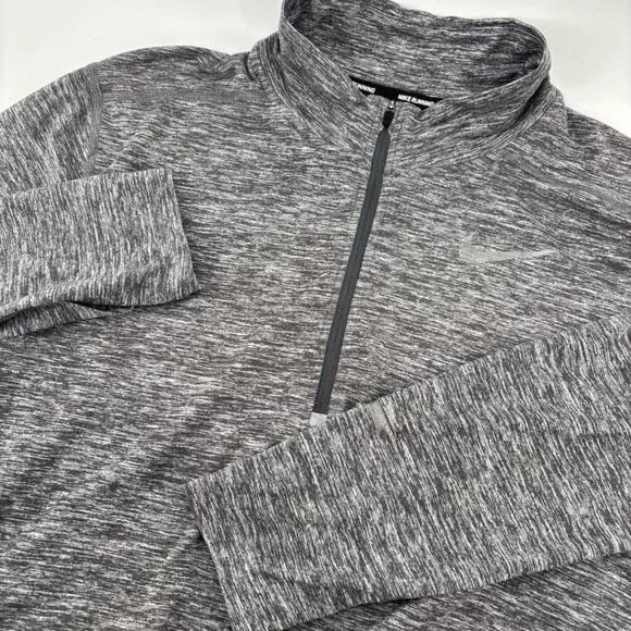 Nike Mens Pullover Large Gray‎ Heathered Dri-Fit Quarter Zip 683485-021 Running