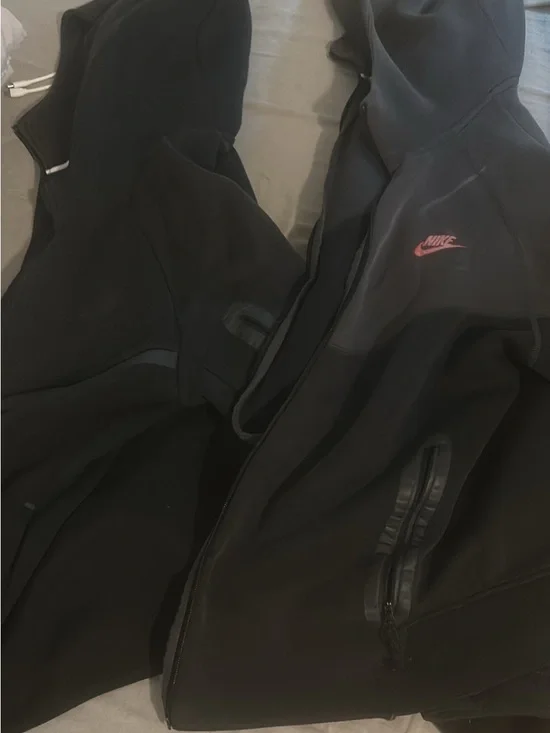 2 black nike tech hoodies zip up