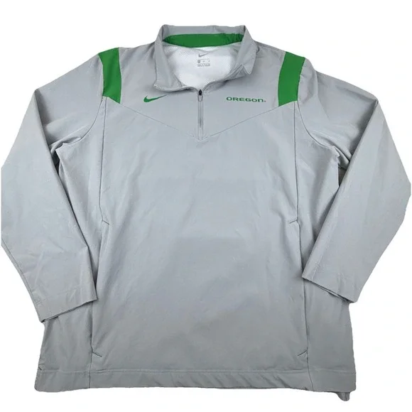 Oregon Ducks Grey Nike Football Sideline Lightweight Pullover Jacket Men's XL‎