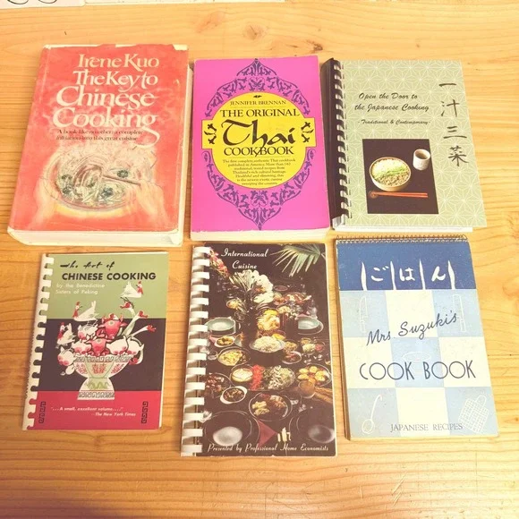 Vintage Asian Cookbook Lot of 6 Chinese Japanese Thai Cuisine Irene Kuo Suzuki