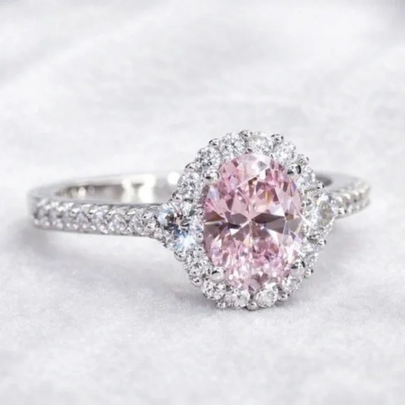 Luxury Pink And White Sapphire Ring.