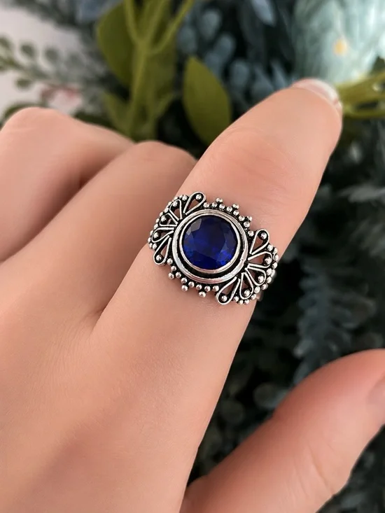 Handcrafted Faceted Tanzanite Sterling Silver Ring