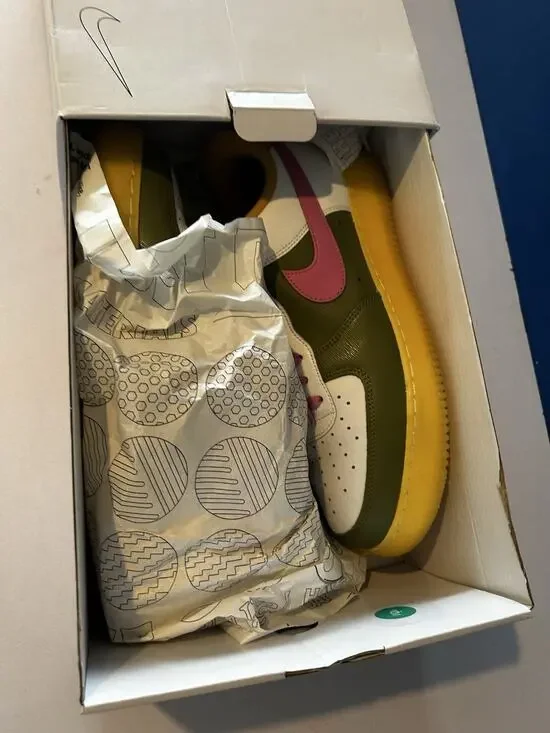 Nike By You Air Force 1 Low Custom Olive Pink Yellow Men’s Size 11 CT7875-994