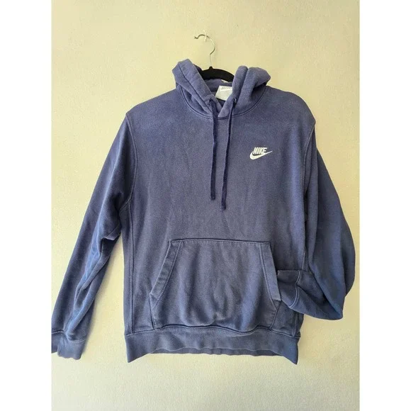 Nike Mens Small Navy Blue Pullover Hoodie Fleece Sweatshirt Embroidered Logo S
