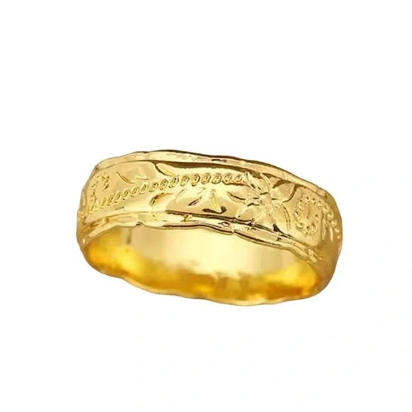 NWT! Beautiful 18 kt Gold Plated Band Wedding Floral 9