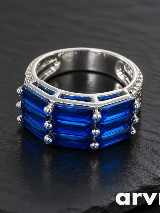 Blue Crystal Baguette Stackable Women’s Ring