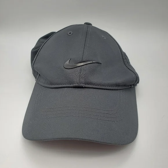 Nike Golf Dri-FIT Swoosh Front Cap. Likenew Charcoal Grey Blk Swish Adjustable