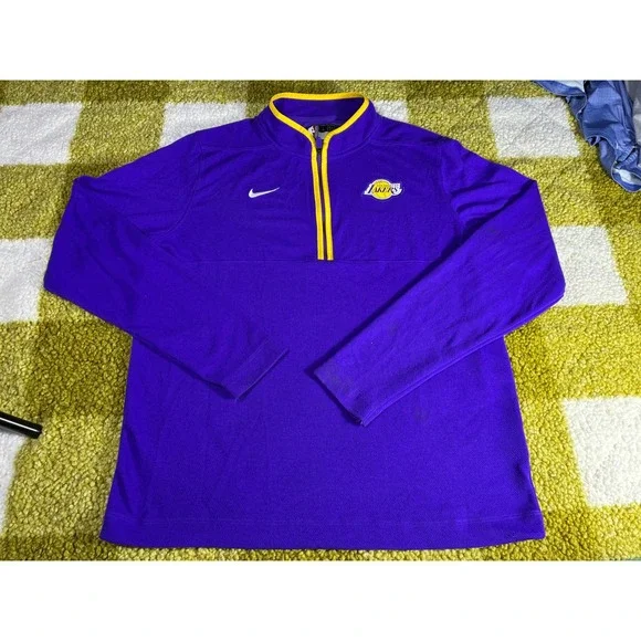 Nike NBA Los Angeles Lakers Purple Quarter Zip‎ Pullover Dri-FIT Mens Large