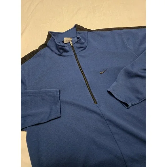 Nike Dri-FIT Pullover Mens Extra Large‎ Blue Black Half Zip Athletic Training