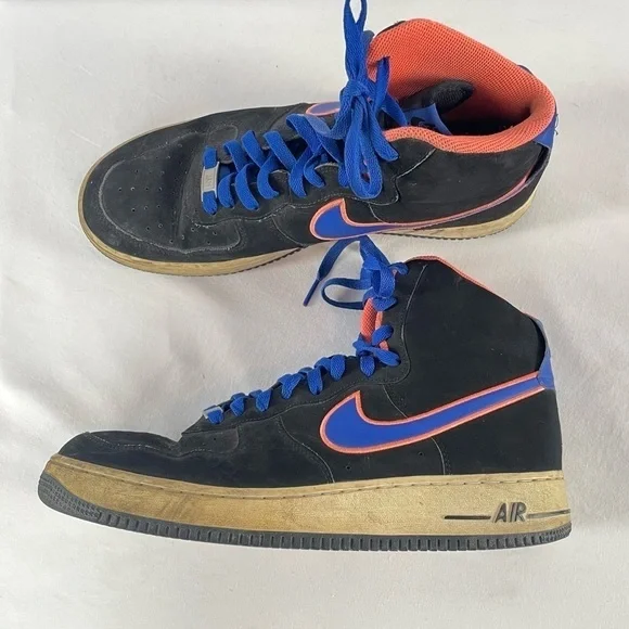 Nike Air Force 1 High Sneaker in Black/Game Royal-Bright Mango Size 11‎