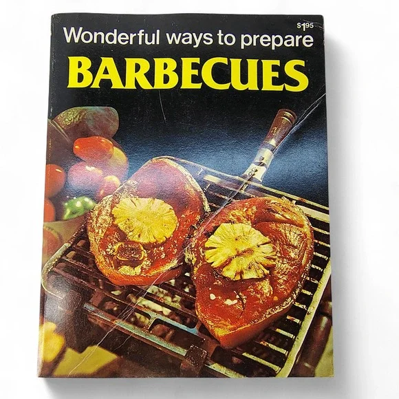 Wonderful Ways to‎ Prepare Barbecues 1978 Softcover Cookbook Funky Pink Pages