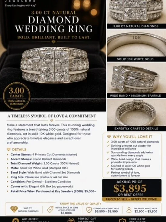 Stunning wedding ring white gold with natural diamonds