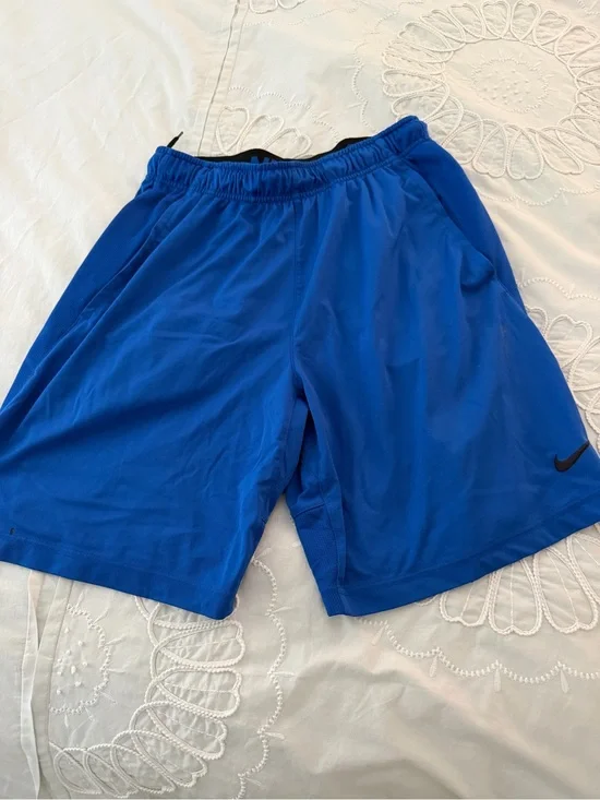 Nike Royal Blue Men's Athletic Shorts with Black Swoosh
