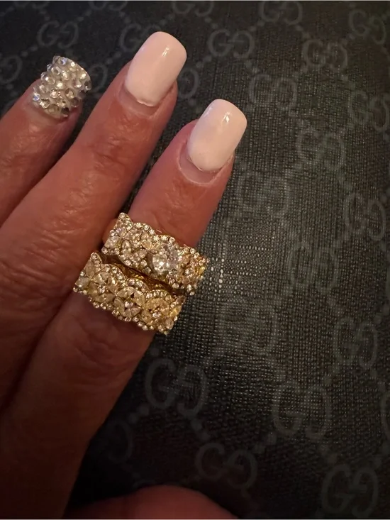 Gold Crystal Statement Rings - Elegant Women's Jewelry