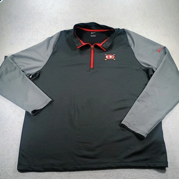 Nike Mens 1/4 Zip Pullover Black/Grey XL Golf Logo Quarter Zip