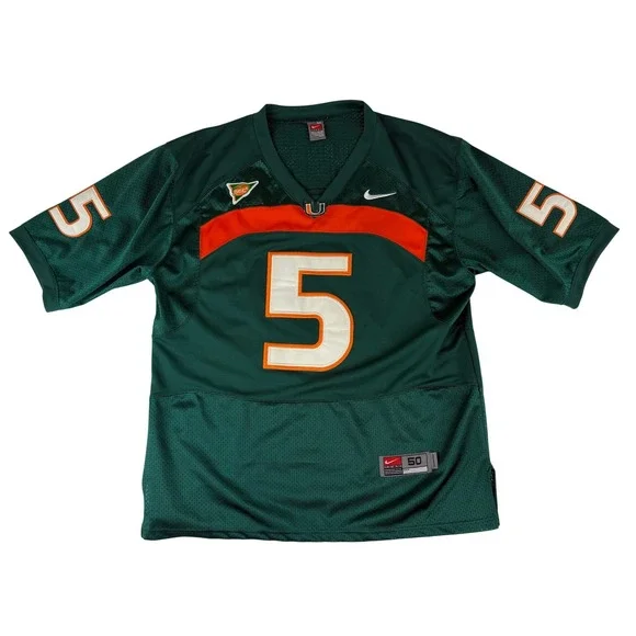 Nike Football Jersey Mens 50 Green Miami Hurricanes SEC Embroidered Mesh